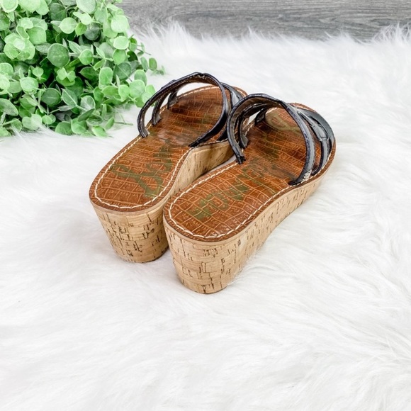 New Sam Edelman Regis Black Platform Wedge Sandals - Picture 8 of 9